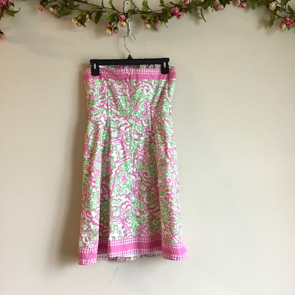 Lilly Pulitzer pink &green printed strapless dress - Picture 10 of 12